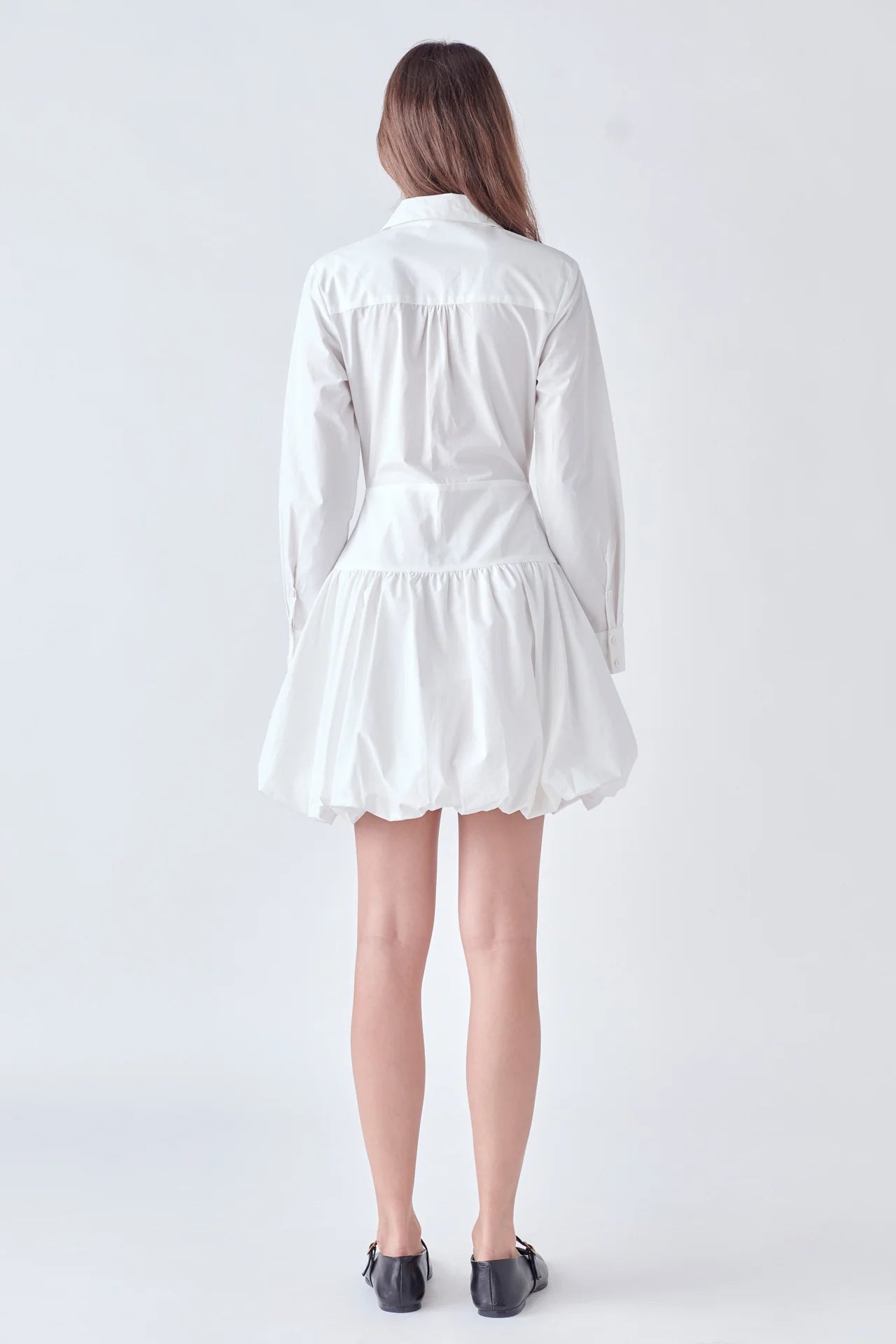 Poplin Shirt Bubble Hem Dress L/S