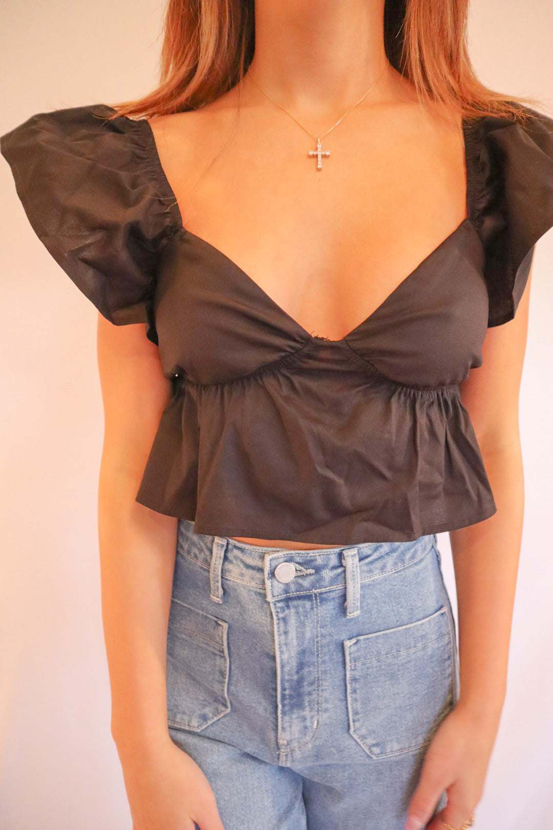 Flutter Sleeve Sweetheart Top