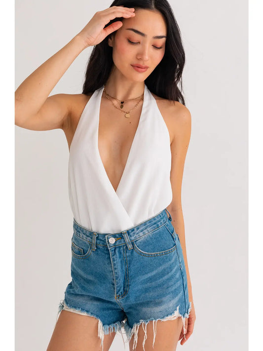 Halter Tie Open Back Bodysuit