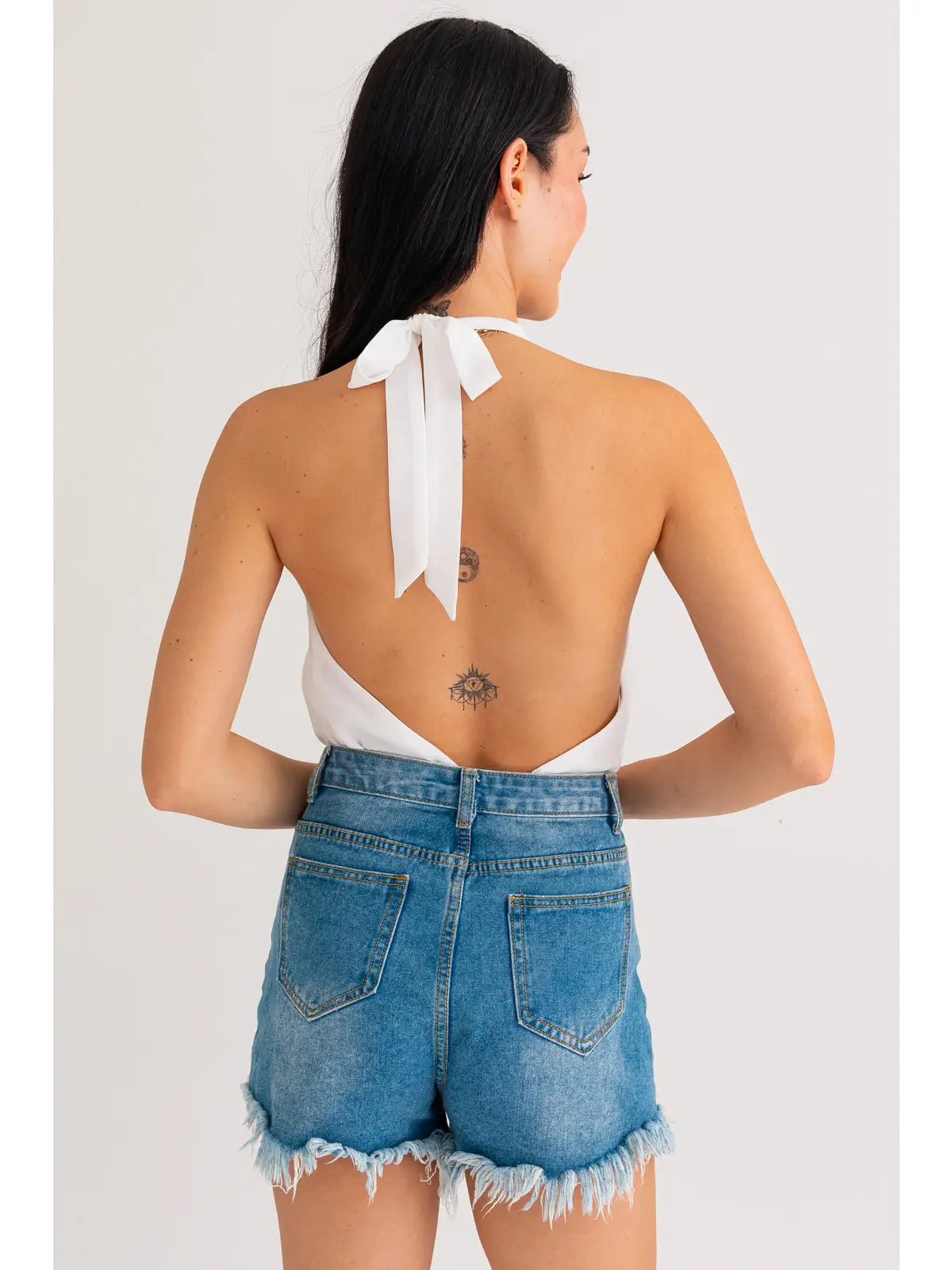 Halter Tie Open Back Bodysuit