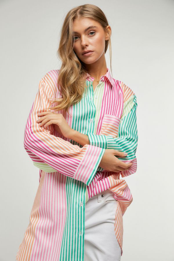 It Girl Striped Button Down