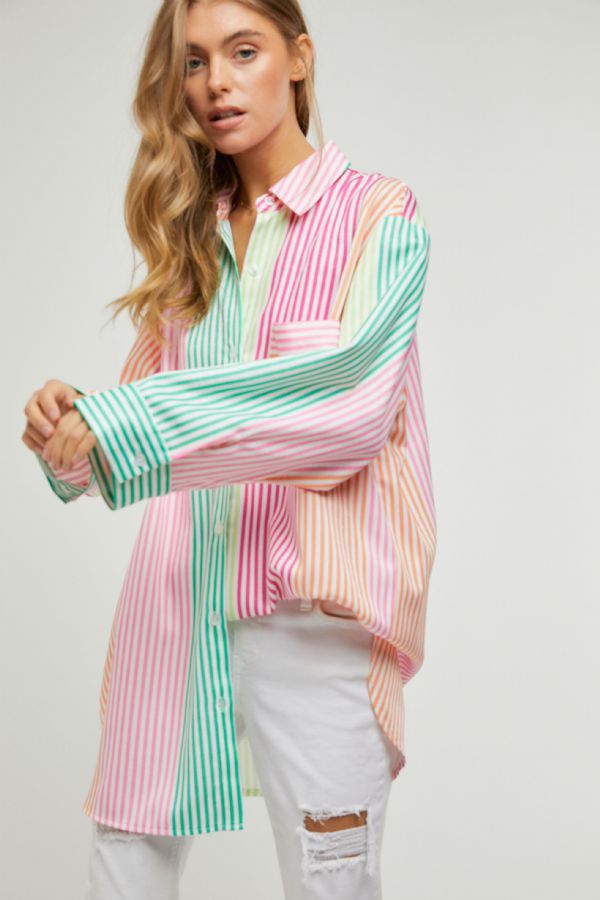 It Girl Striped Button Down